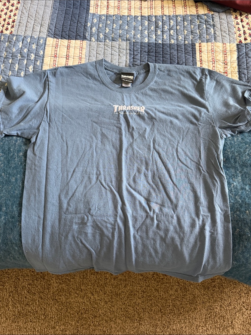 Thrasher Short-Sleeve Logo Tee in Light Blue